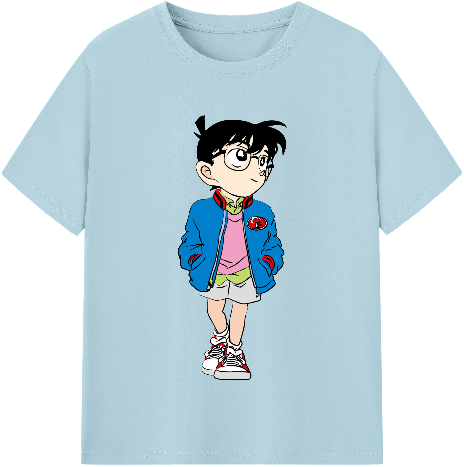 （画像用） 名探偵コナン 江戸川 コナン Detective Conan Conan Edogawa 綿100％半袖Tシャツ（フロントプリント）